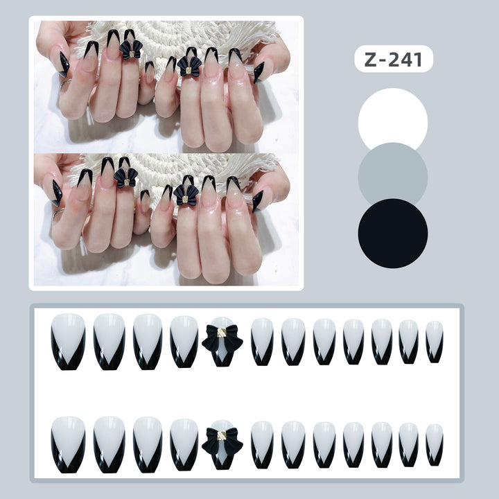 Decorative Press-On Nail Art Set with Floral Accent