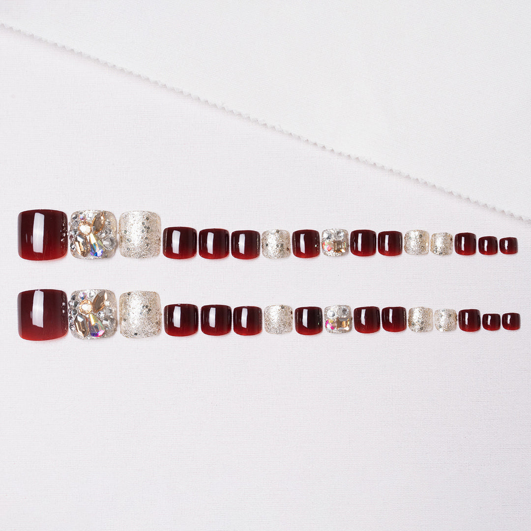 Rhinestone Embellished Pedicure Nail Art