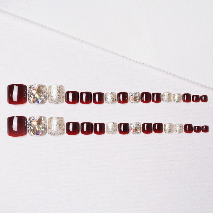 Rhinestone Embellished Pedicure Nail Art