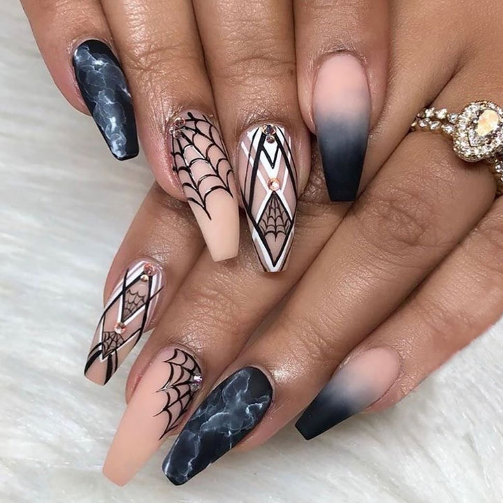 Artistic Halloween-Inspired Stiletto Nail Art Set Kalsten