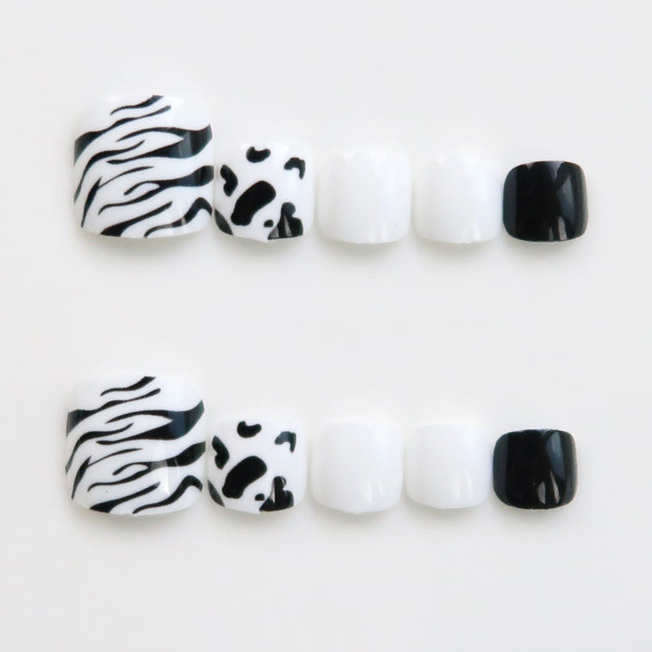 Zebra Print Decorative Press-On Toenails Kalsten