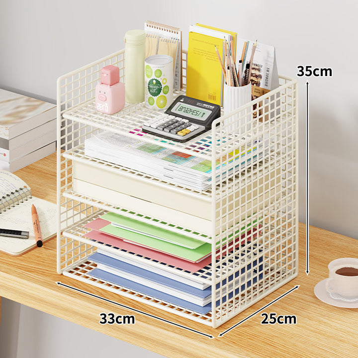 Mesh Two-Tier Desktop Document and Stationery Organizer
