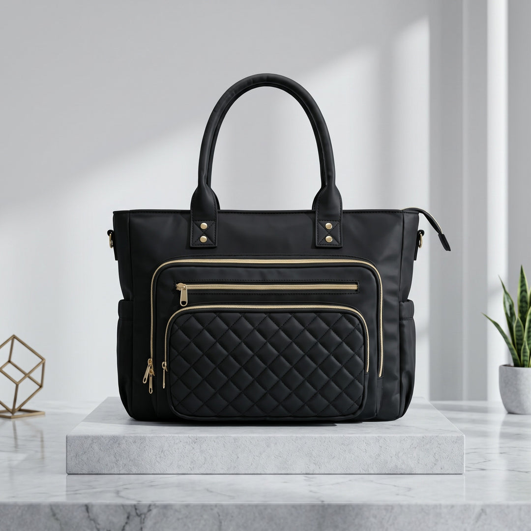 Tote bag with multiple compartments and expandable side pockets Kalsten