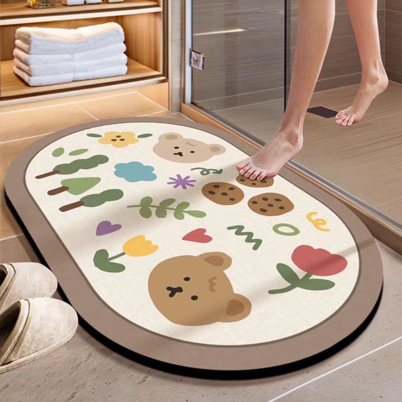 Decorative Floral Embossed Bath Mat