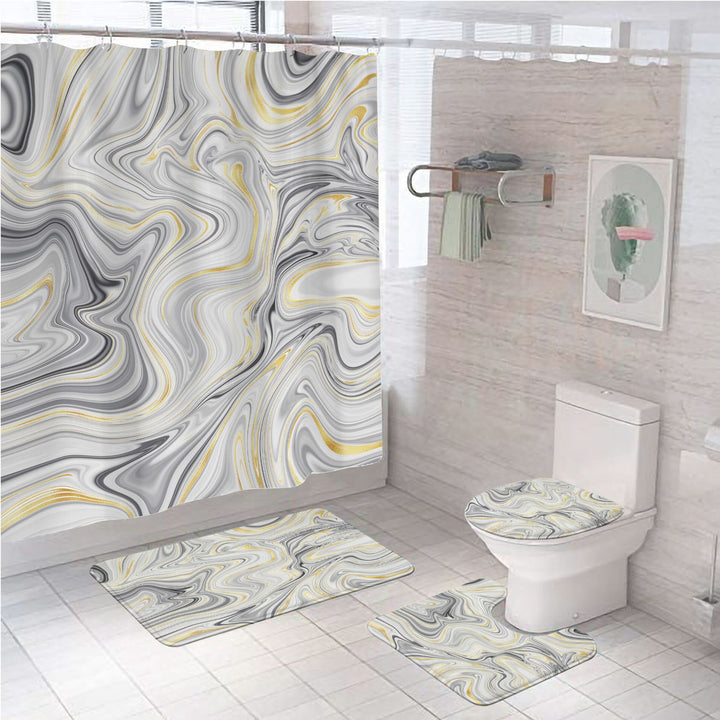 Elegant Marble Pattern Bathroom Mat Set Kalsten