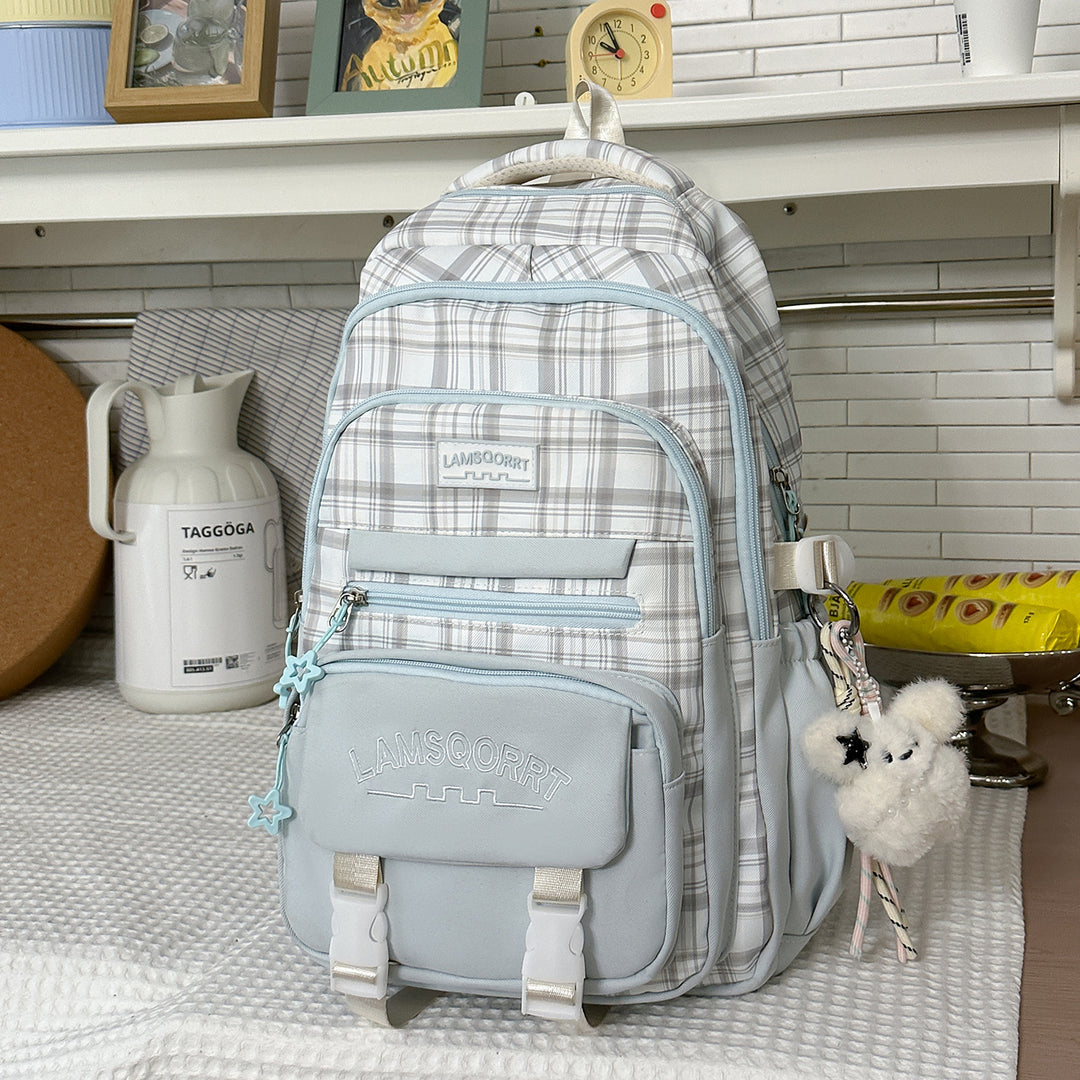 Stylish Plaid Pattern Backpack Kalsten