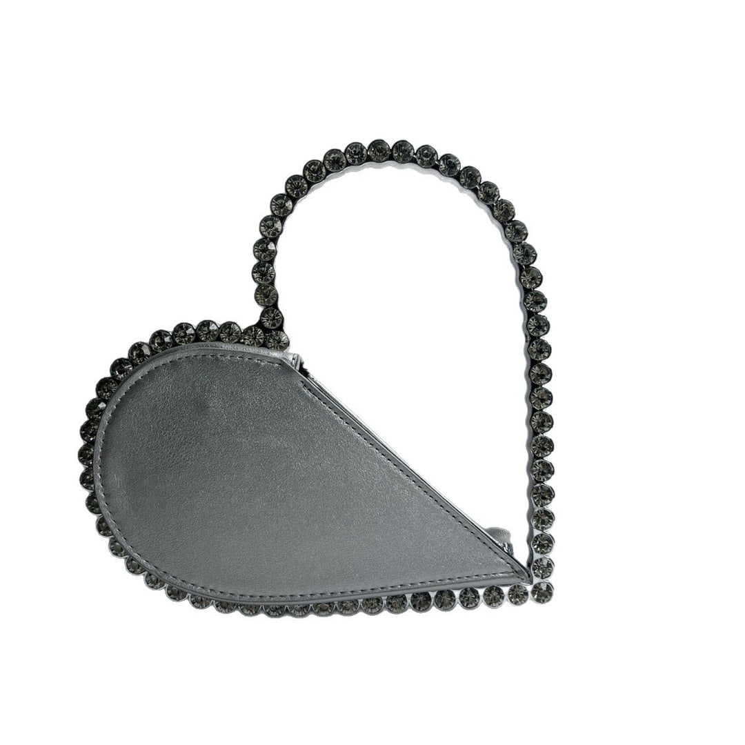 Heart-Shaped Rhinestone Handbag