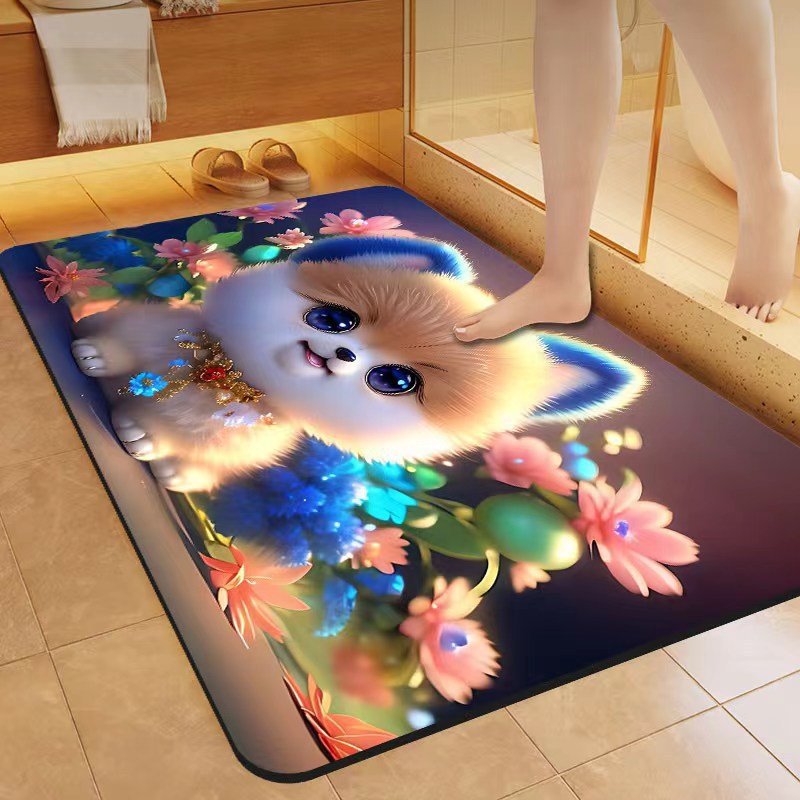 Cute Cat-Themed Bath Mat Kalsten