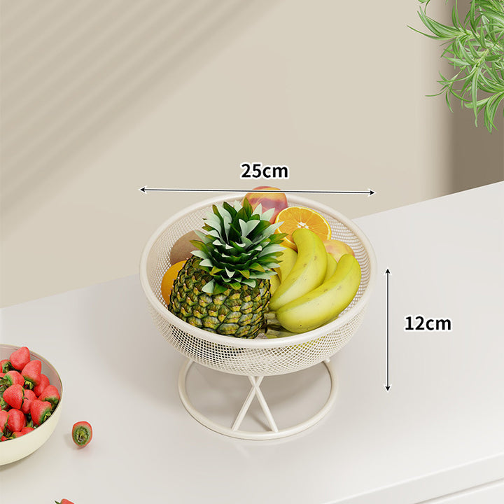 Elevated Mesh Metal Fruit Bowl Pedestal Organizer