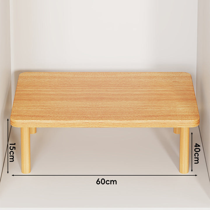 Height-Adjustable Rectangular Wooden Riser Table with Detachable Round Legs