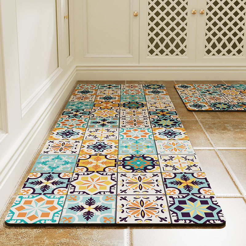 Vintage Tile Design Kitchen Runner Mat Kalsten