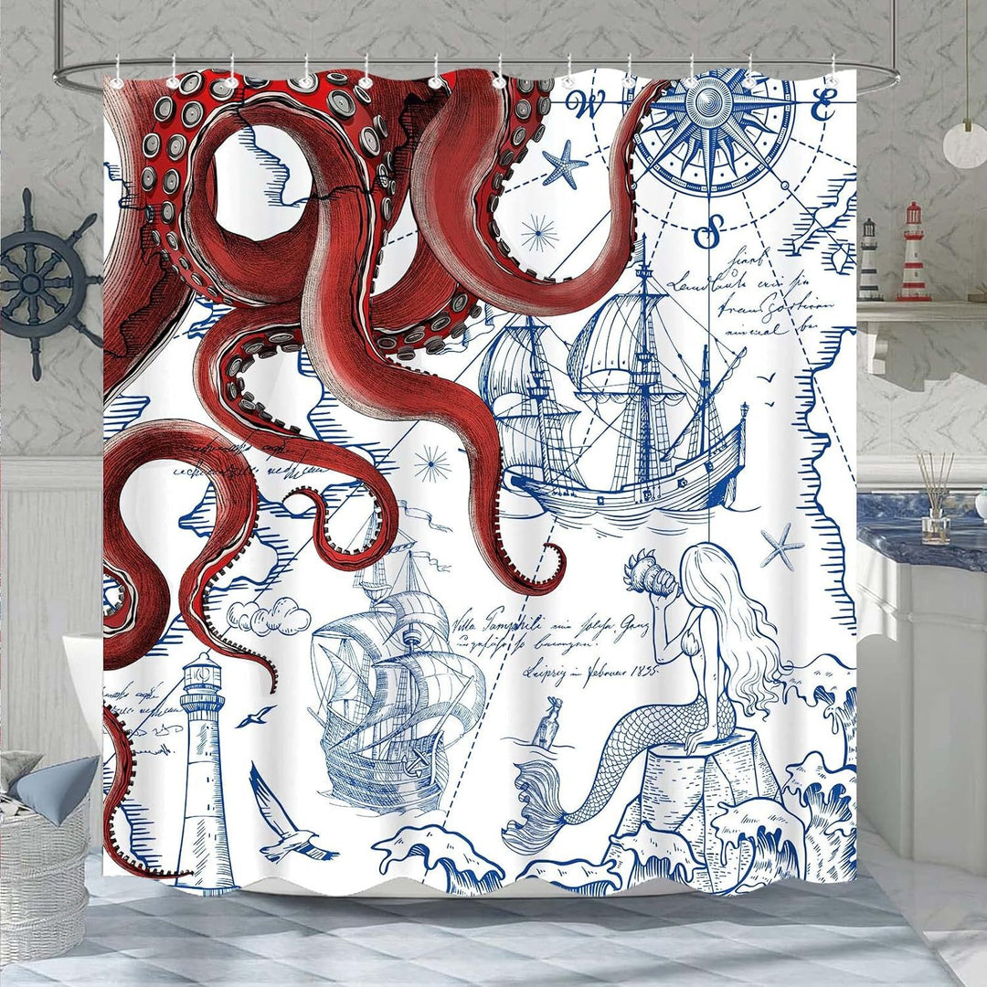 Ocean-Theme Shower Curtain Kalsten