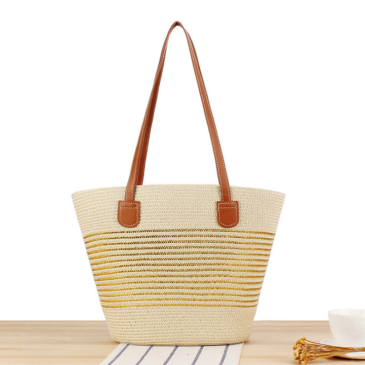 Straw bag in modern stripe look Kalsten