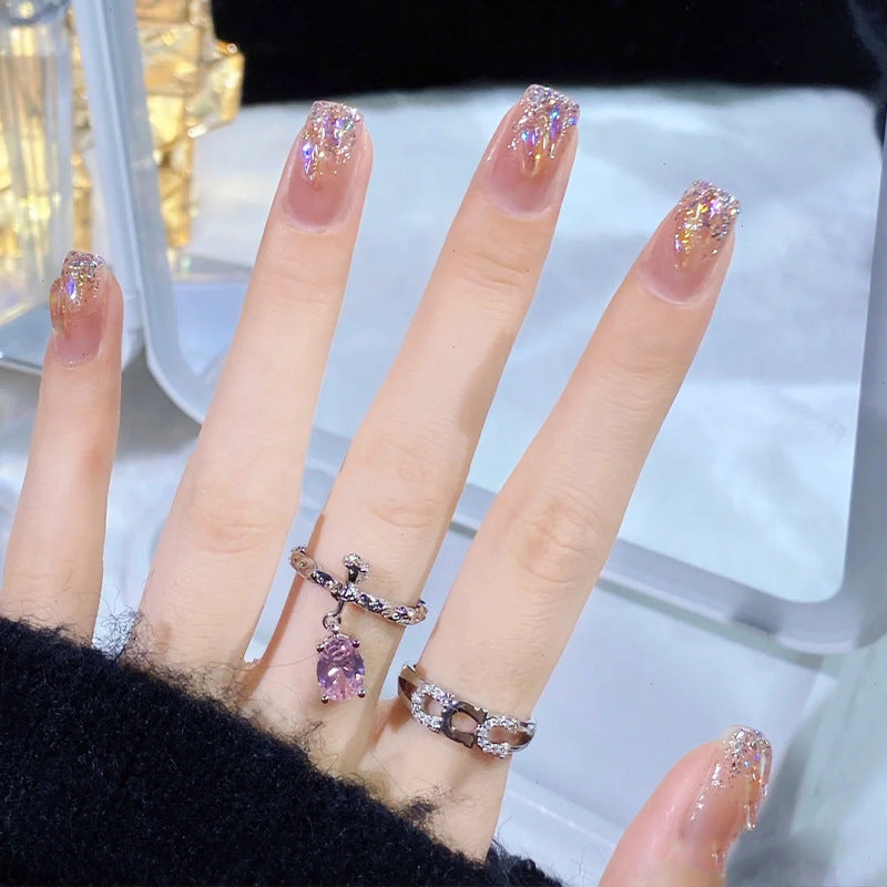 Acrylic nail set with sparkling holographic accents Kalsten