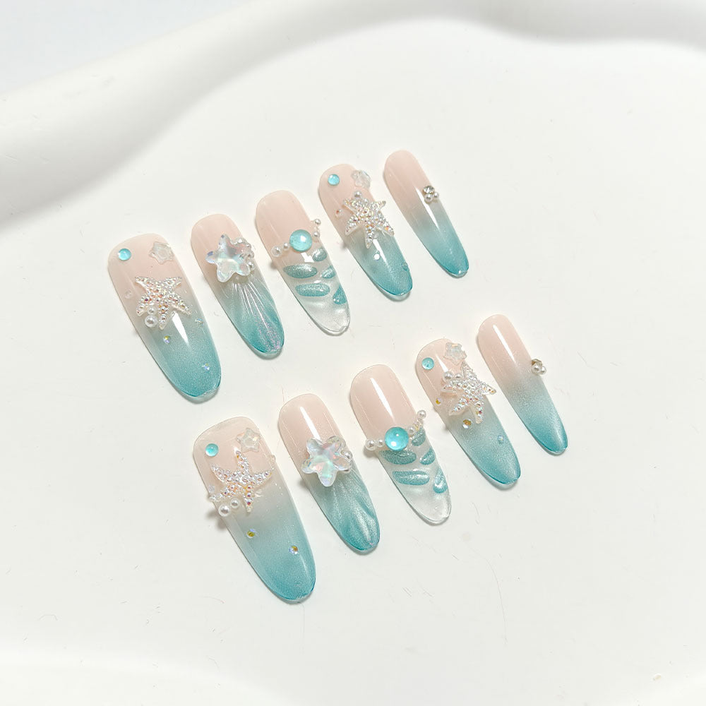 Artificial nails with glittering summer design Kalsten