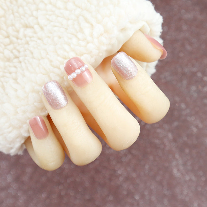 Luxury Press-On Nail Set with Pearl and Glitter Accents Kalsten