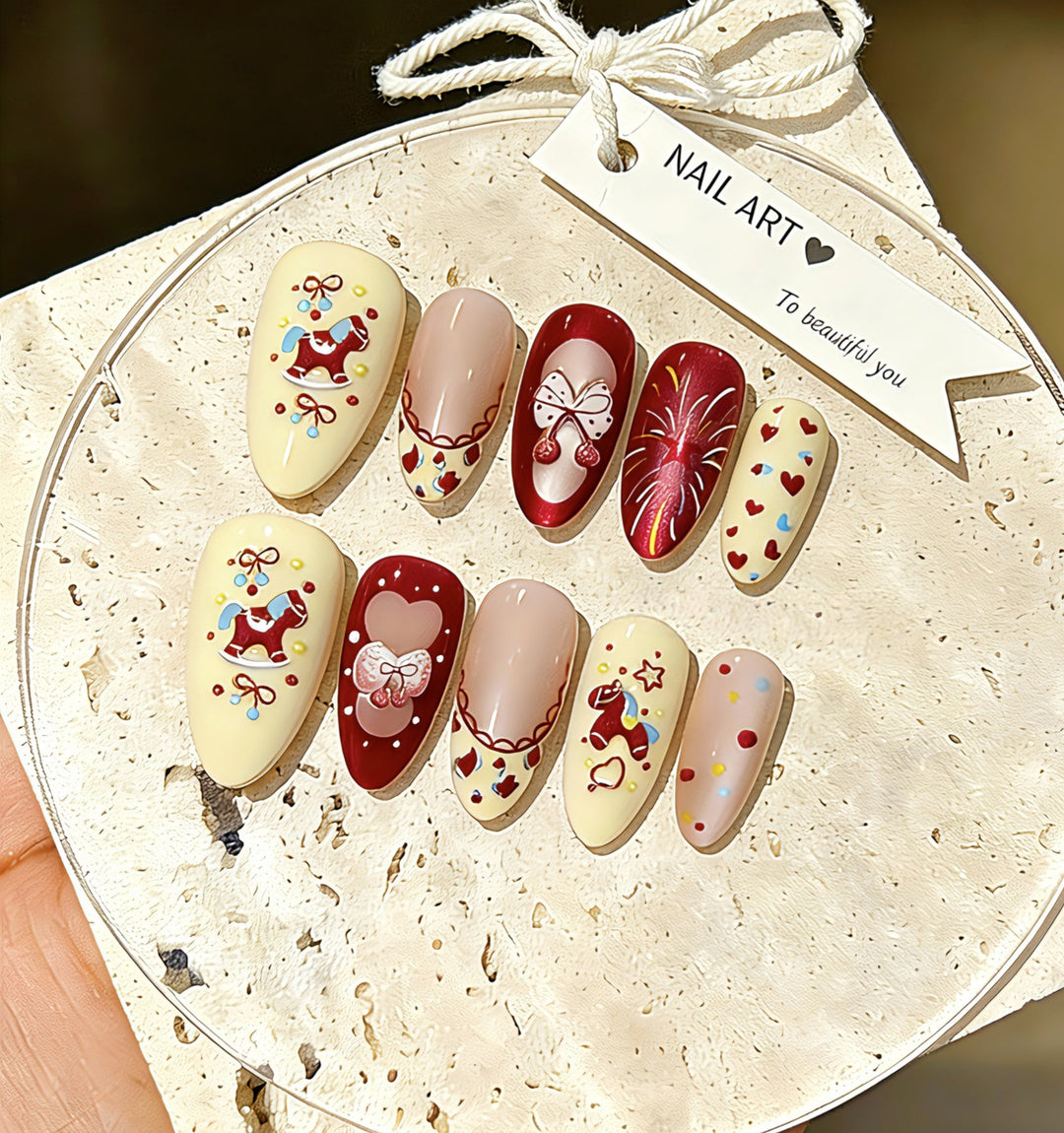 Playful Party-Themed Press-On Nails