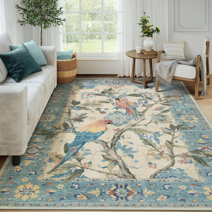 Ornate Bird Design Area Rug