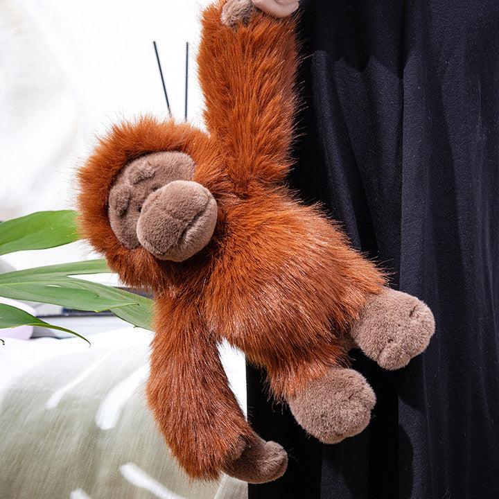 Plush Sitting Gorilla Toy with Long Faux Fur and Soft Bean-Fill Kalsten