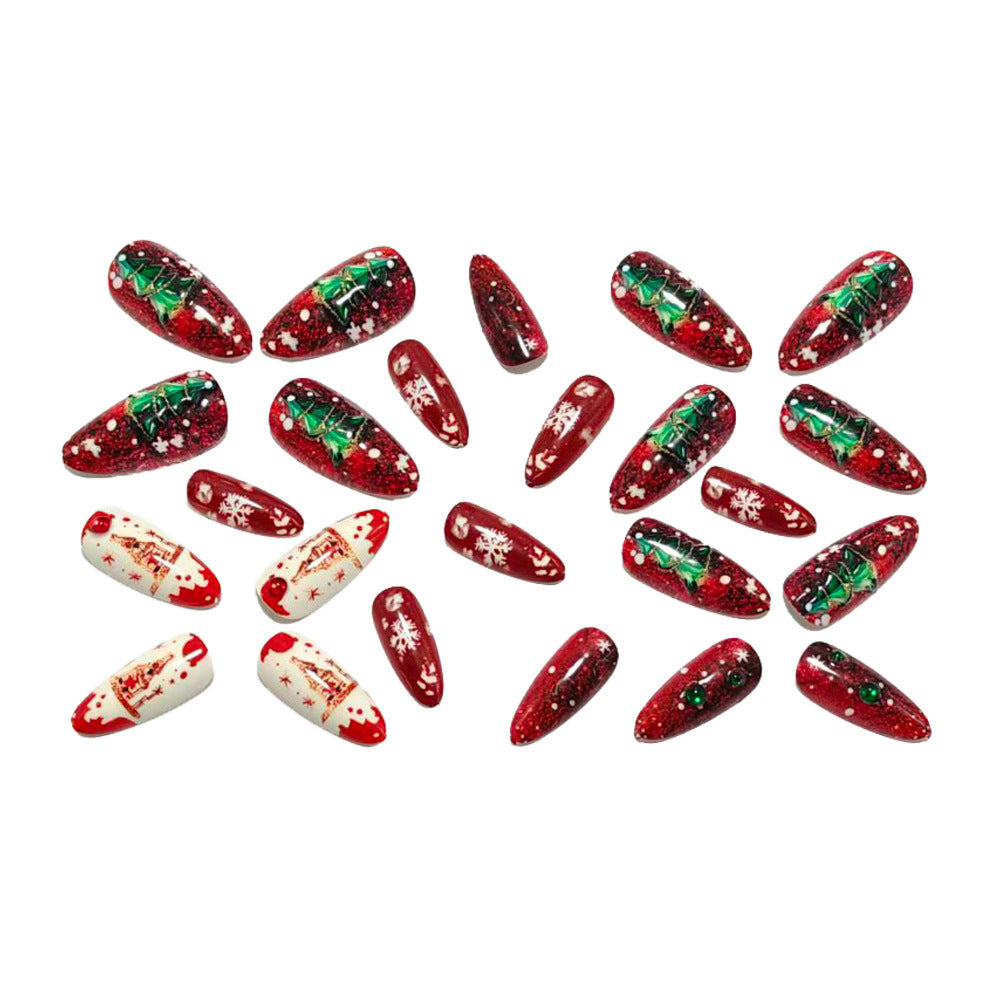 Artificial nails with festive Christmas design and glitter accents Kalsten