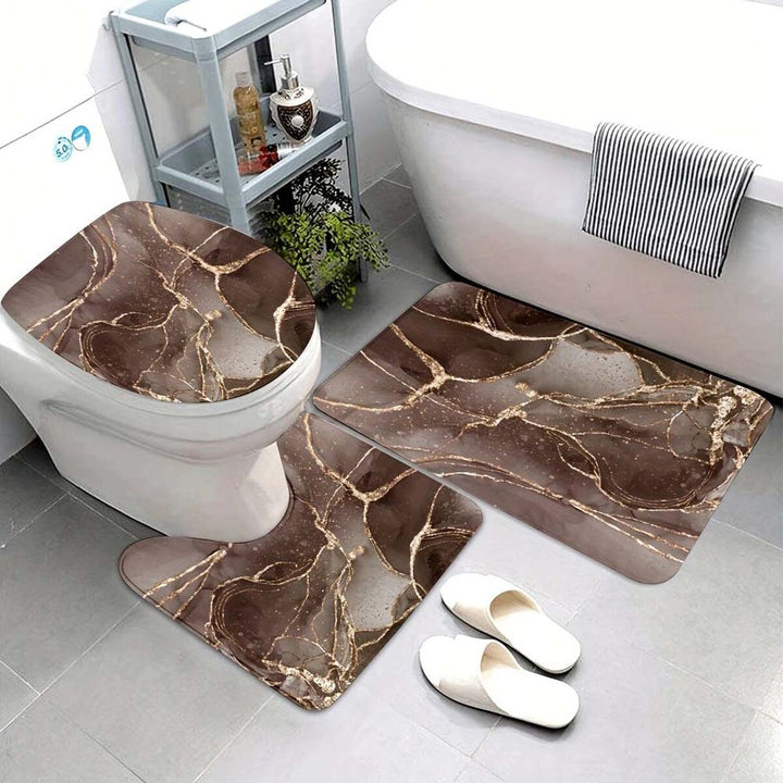 Artistic Marble Print Bath Mat Set