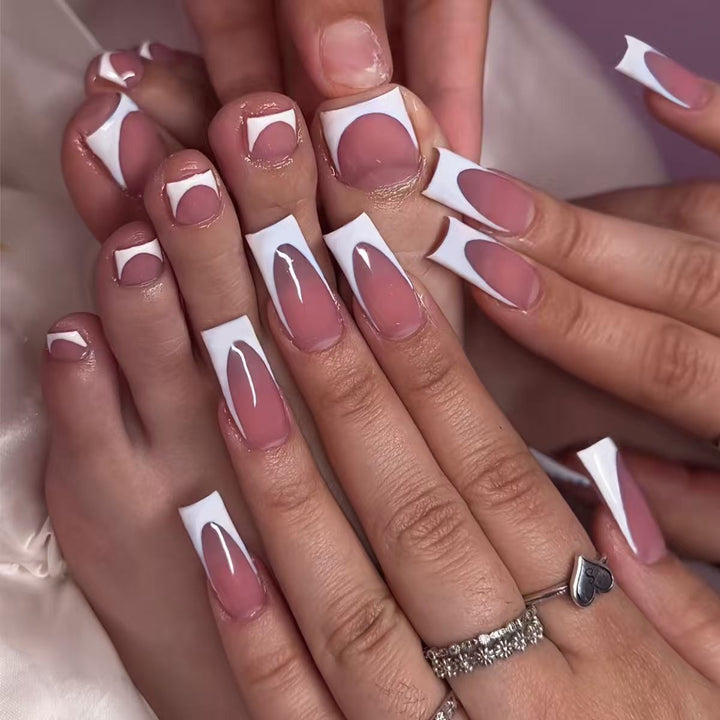 Stylish French Tip Nail and Toe Set Kalsten