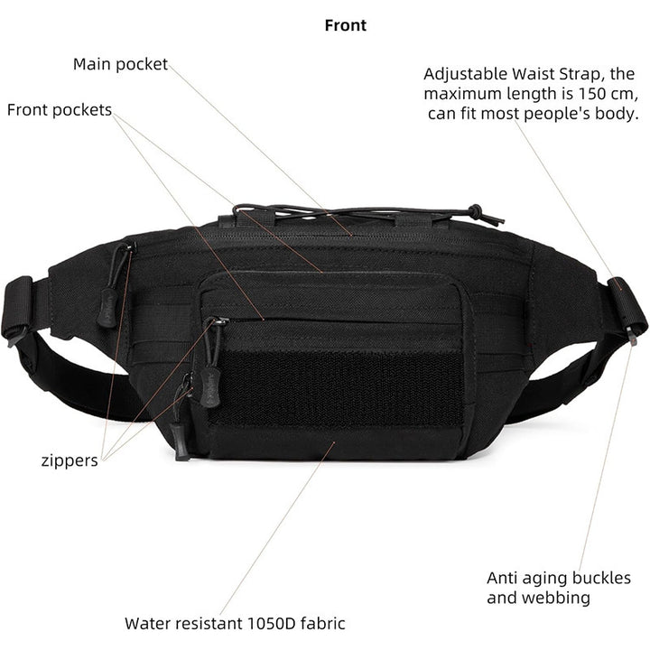 Tactical Waist Bag with Multiple Compartments and Sturdy Attachments Kalsten