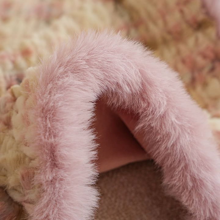 Decorative cushions made of faux fur with a fluffy chenille texture and textured relief