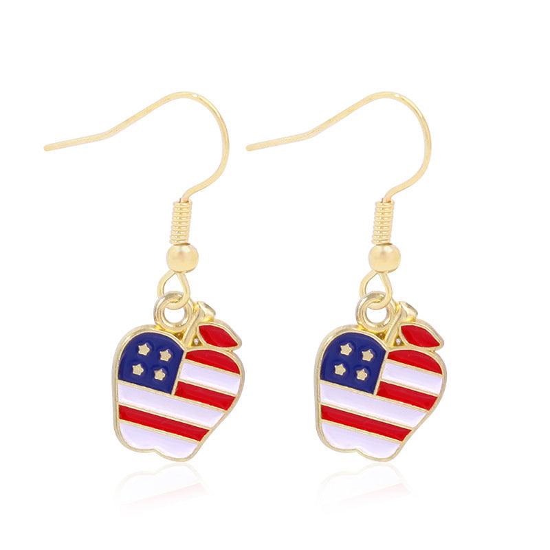 Women's lightweight star earrings with enamel flag design and fishhook Kalsten