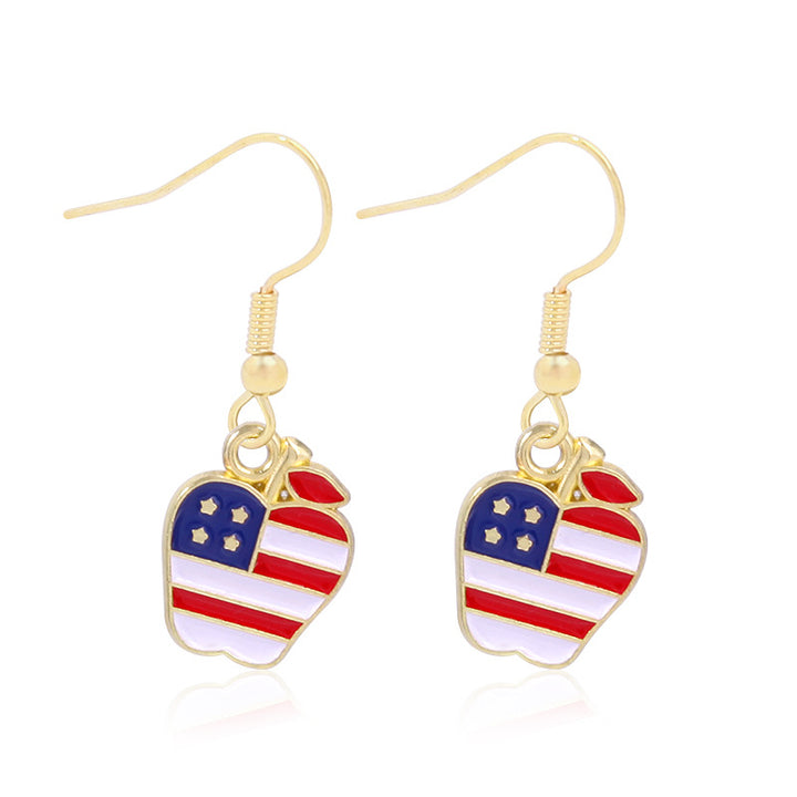 Women's lightweight star earrings with enamel flag design and fishhook Kalsten