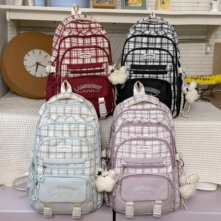 Stylish Plaid Pattern Backpack Kalsten
