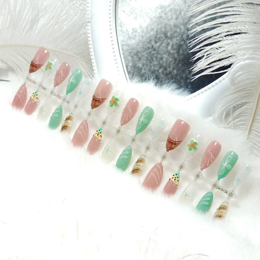 Artificial nails with elegant 3D flower and gradient design Kalsten