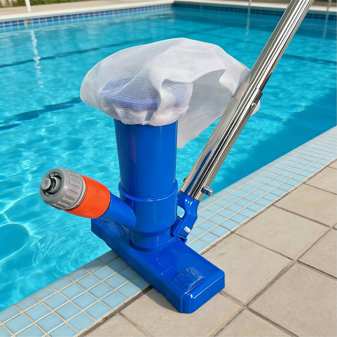 Telescopic stainless steel pool vacuum kit with brush head and fine mesh leaf bag Kalsten