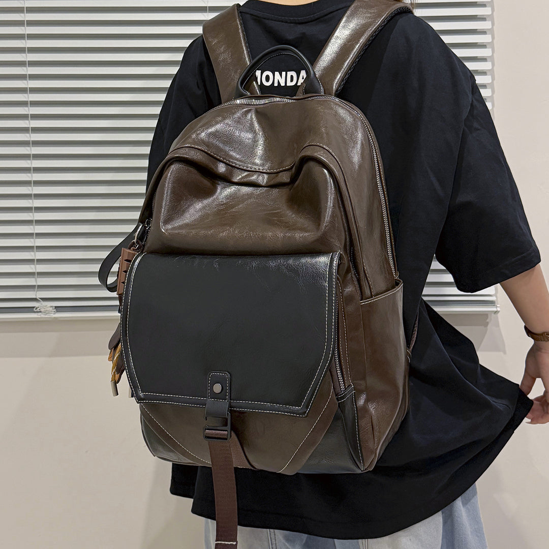 Stylish Multi-Compartment Leather Laptop Backpack Kalsten