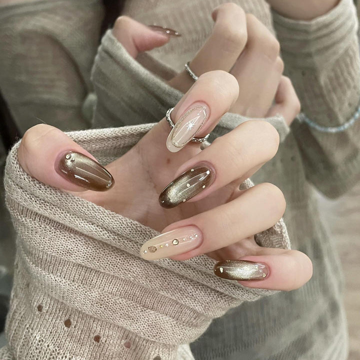 Artificial nails with glitter and star design Kalsten