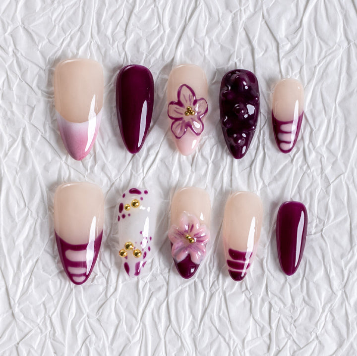 Floral Themed Press-On Nail Art