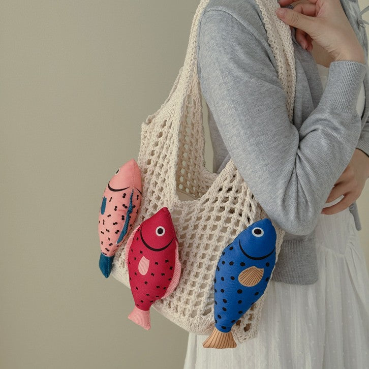 Playful Fish-Themed Crochet Tote Bag