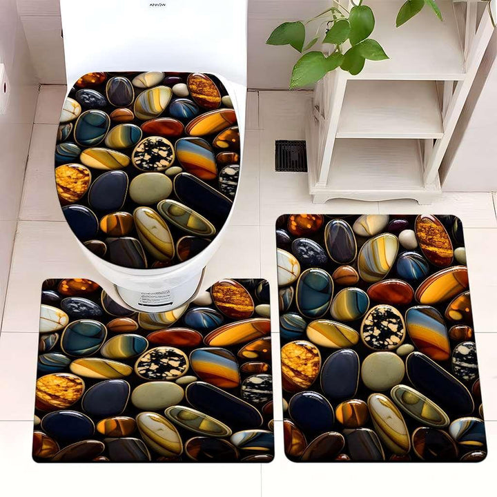 Decorative Pebble Bathroom Mat Set Kalsten