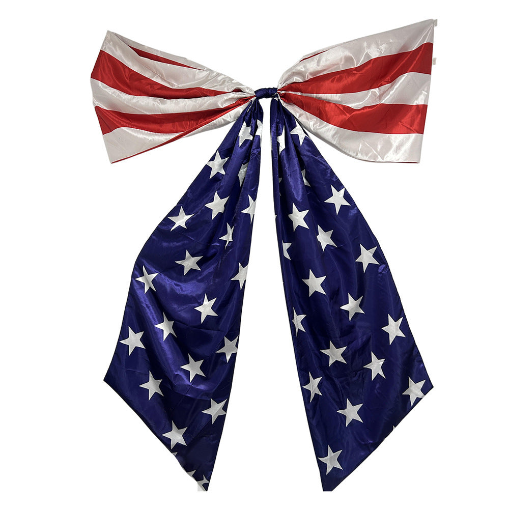 Unisex nan extra large decorative bow with long flag tail, integrated hanging loop, and weatherproof polyester Kalsten