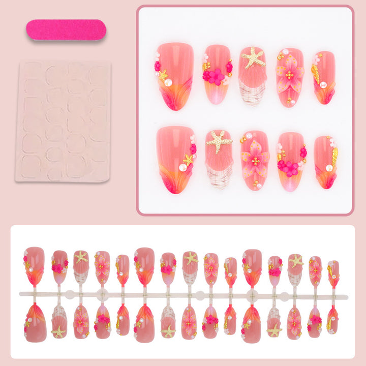 Artificial nail set with playful maritime design Kalsten