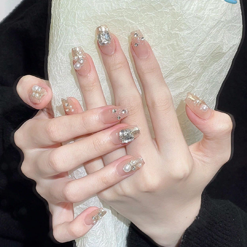Festive Pearl and Glitter Press-On Nails