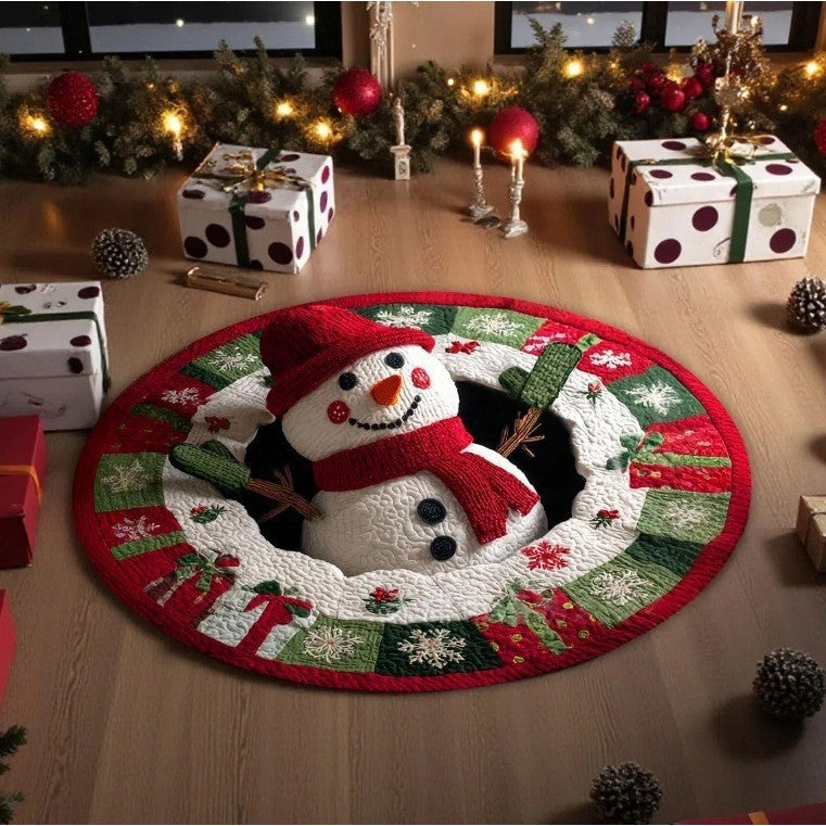 Festive Santa-Themed Round Area Rug