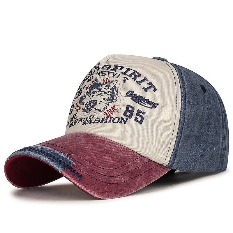 Men's Vintage-Inspired Embroidered Wolf Cap Kalsten