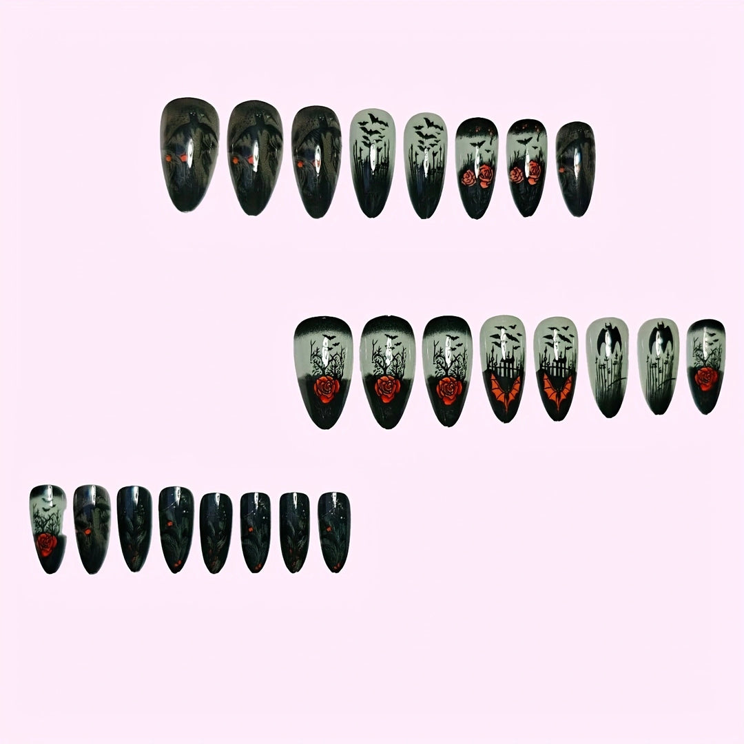 Gothic-Themed Long Stiletto Nail Art