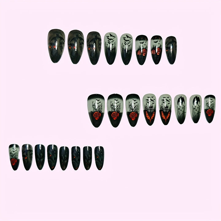 Gothic-Themed Long Stiletto Nail Art