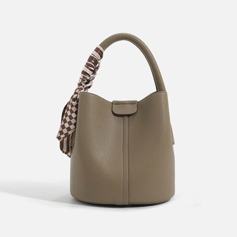 Chic Handheld Bucket Bag with Braided Accent