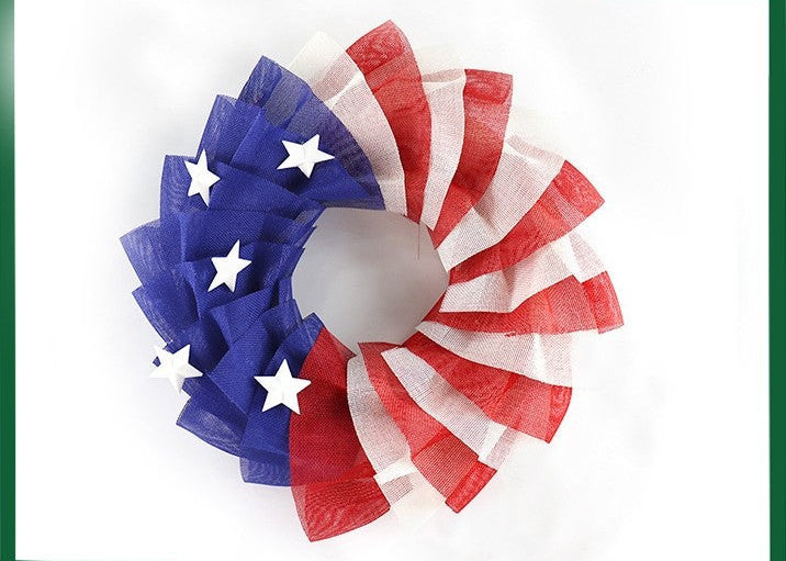 Unisex nan patriotic mesh wreath home decor with layered tulle stars and striped swirl design Kalsten