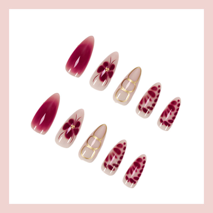 Art nail set with artistic floral and geometric details Kalsten
