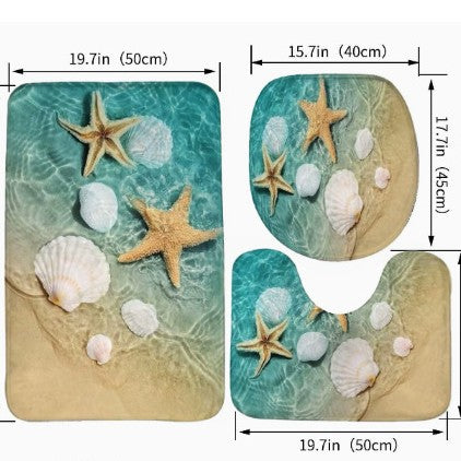 Artistic Marble Print Bath Mat Set Kalsten