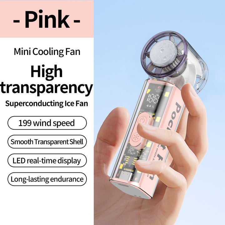 Women's Portable Mini Fan with Transparent Housing Kalsten